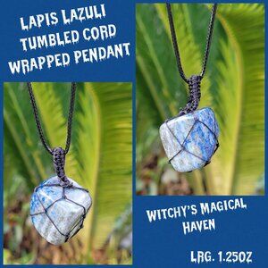 Lapis Lazuli Tumbled Gemstone Corded Pendant
